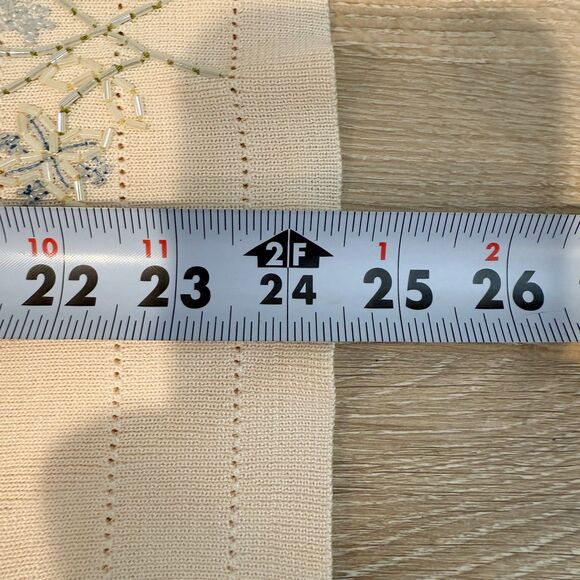 VTG Ann Taylor 100% Silk Cream Ivory Beaded Blue Floral Single Button Cardigan L - Picture 10 of 12